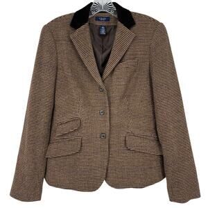 Vintage CHAPS Houndstooth Wool Blend Equestrian Riding Jacket Blazer Sz 6 Basic